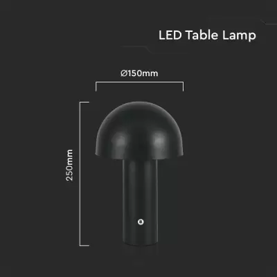  Lampa de masa touch led reincarcabila 3in1 neagra 150x250mm