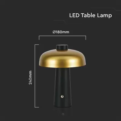  Lampa de masa touch led reincarcabila 3in1 negru-auriu 180x240mm