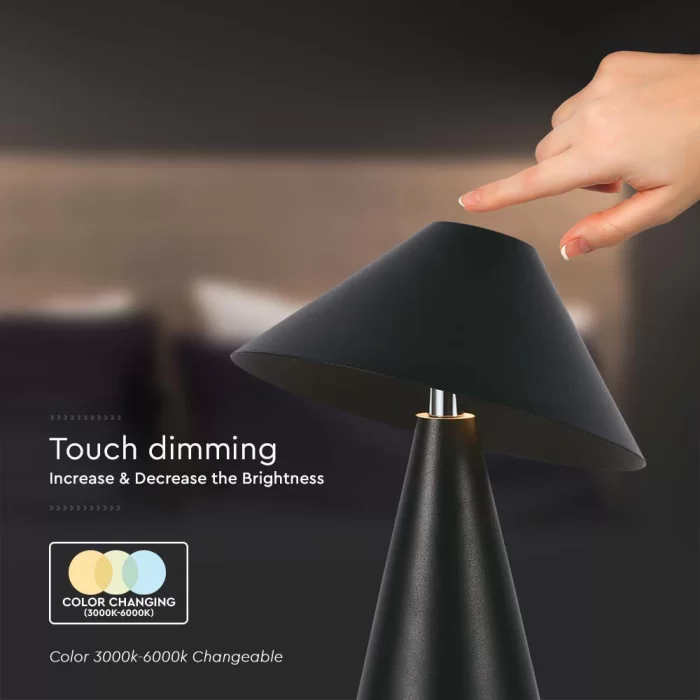  Lampa de masa touch led reincarcabila 3in1 neagra 180x240mm