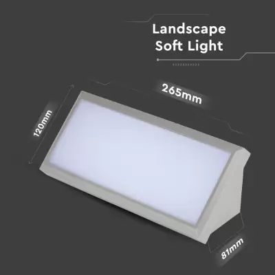 Lampa 12W aplicata de exterior dreptunghiulara corp gri IP65 alb natural