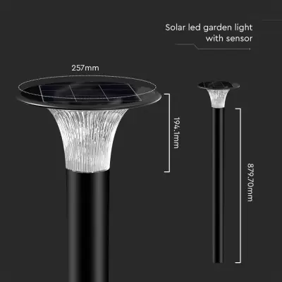 Lampa cu stalp LED Solara cu senzor 15W  6000K+ 4000K neagra