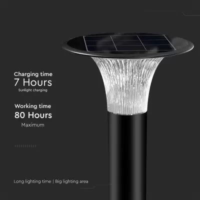 Lampa cu stalp LED Solara cu senzor 15W  6000K+ 4000K neagra