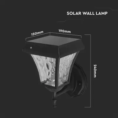 Lampa solara LED 2W neagra 3in1 IP44 20*15.5 cm 