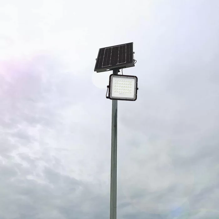 Proiector 6W LED Solar 4000K baterie inlocuibila cablu 3m corp negru 