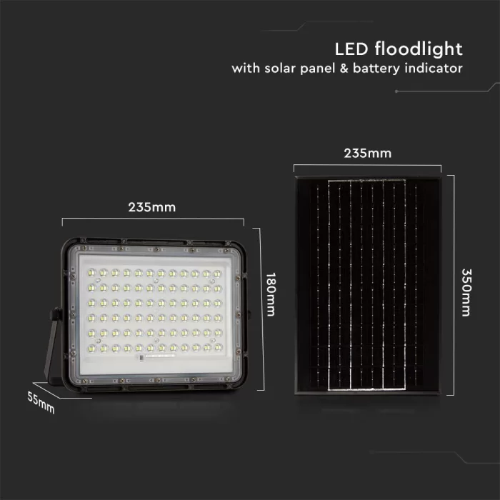 Proiector 15W LED Solar 4000K baterie inlocuibila cablu 3m corp negru 