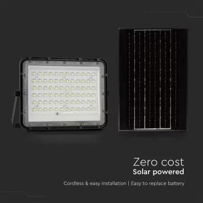 Proiector 15W LED Solar 6400K baterie inlocuibila cablu 3m corp negru 