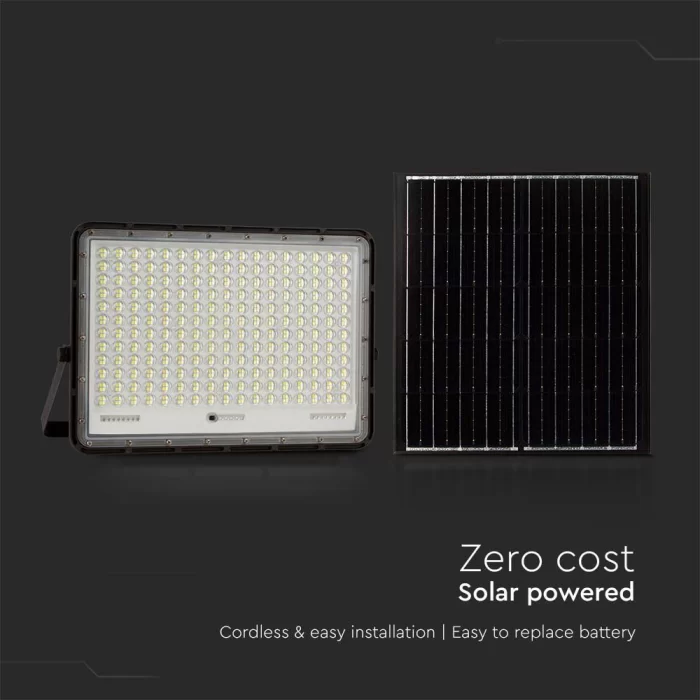 Proiector 30W LED Solar 6400K baterie inlocuibila cablu 3m corp negru 