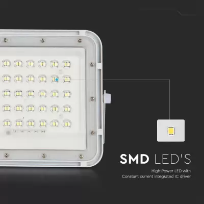Proiector 6W LED Solar 4000K baterie inlocuibila cablu 3m corp alb