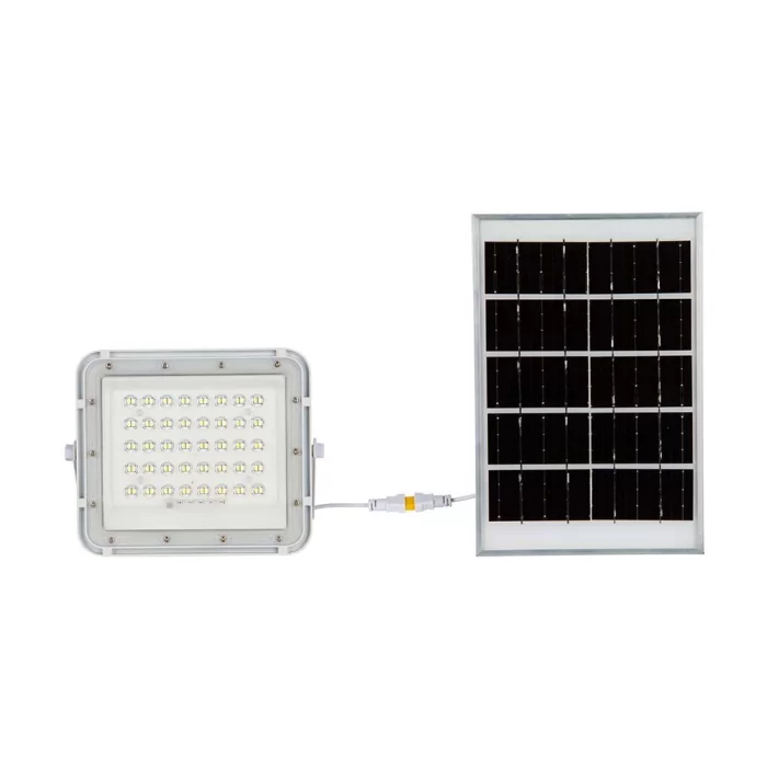 Proiector 6W LED Solar 4000K baterie inlocuibila cablu 3m corp alb