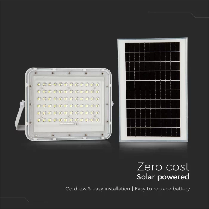 Proiector 15W LED Solar 6400K baterie inlocuibila cablu 3m corp alb