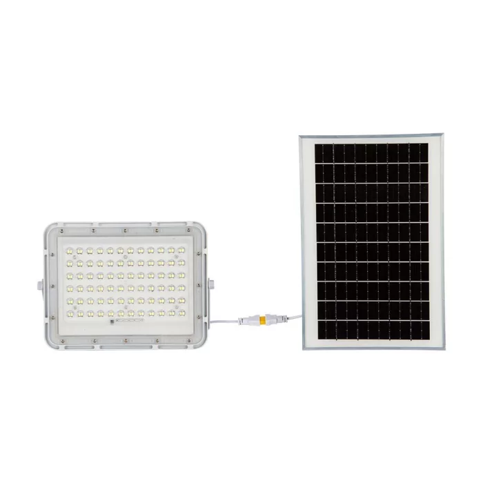 Proiector 15W LED Solar 4000K baterie inlocuibila cablu 3m corp alb