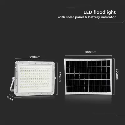 Proiector 20W LED Solar 6400K baterie inlocuibila cablu 3m corp alb