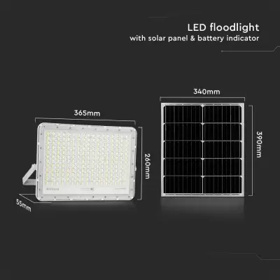 Proiector 30W LED Solar 6400K baterie inlocuibila cablu 3m corp alb