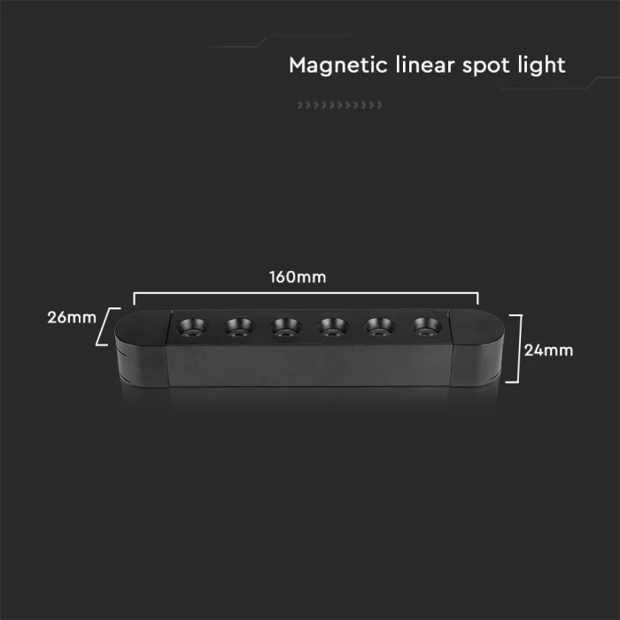 Spot LED magnetic liniar 5W slim 3000K negru