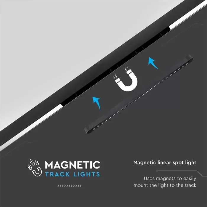 Spot LED magnetic liniar 22W slim 3000K negru