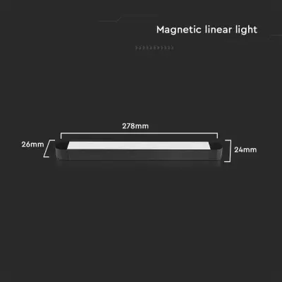 Lampa LED magnetica liniara 10W slim 6400K neagra