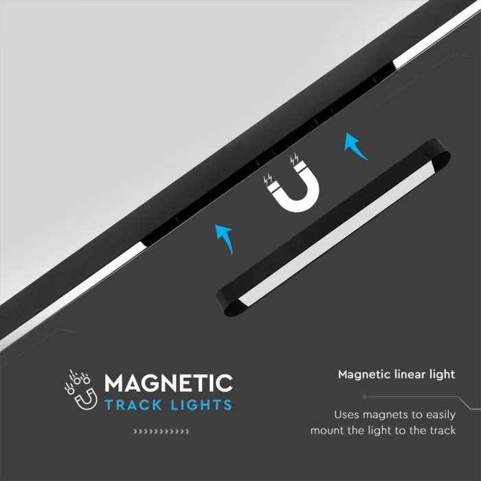 Lampa LED magnetica liniara 18W slim 6400K neagra