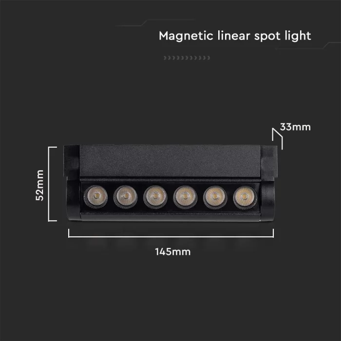 Spot LED magnetic liniar ajustabil 5W slim 6400K negru
