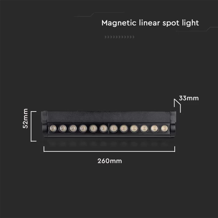 Spot LED magnetic liniar ajustabil 12W slim 6400K negru
