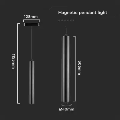 Corp LED magnetic suspendat 15W 3000K negru