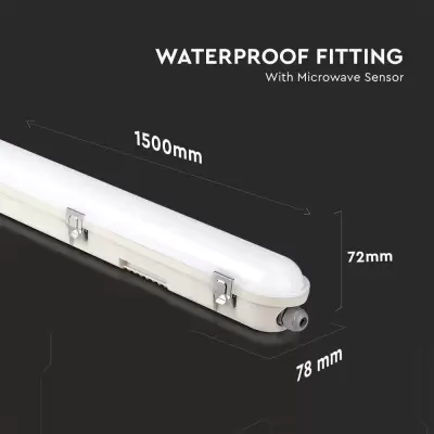 Lampa LED impermeabila chip Samsung 150CM 48W cu senzor alb rece