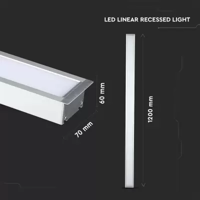 Lampa LED liniara incastrata chip Samsung 40W corp argintiu 120cm Alb natural