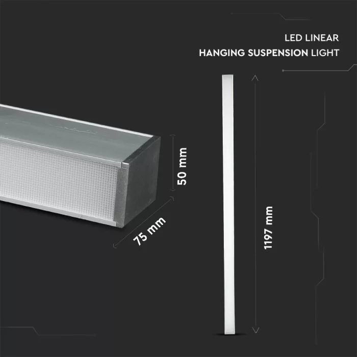 Lampa LED liniara suspendata chip Samsung 40W corp argintiu 120cm Alb natural