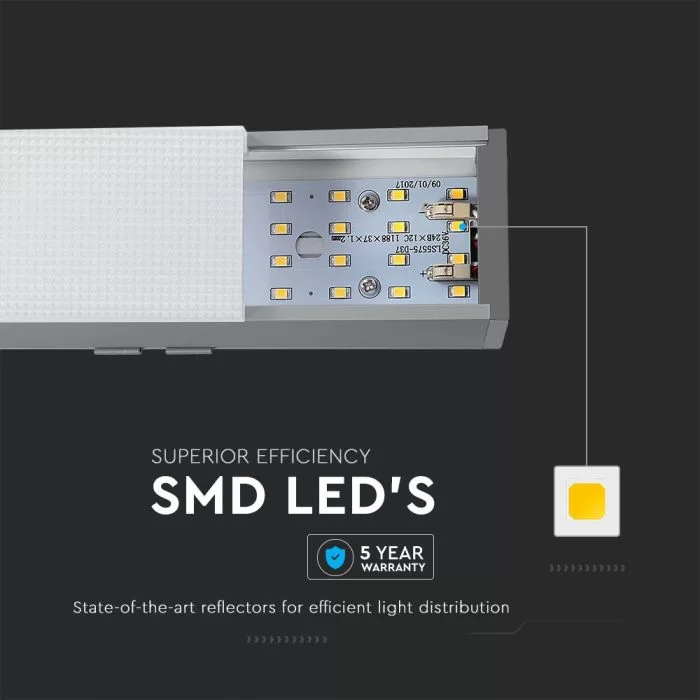 Lampa LED liniara suspendata chip Samsung 40W corp argintiu 120cm Alb natural