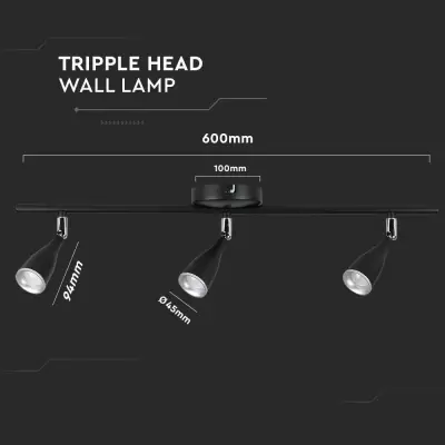 Lampa LED aplicata perete 13.5W Alb natural corp negru