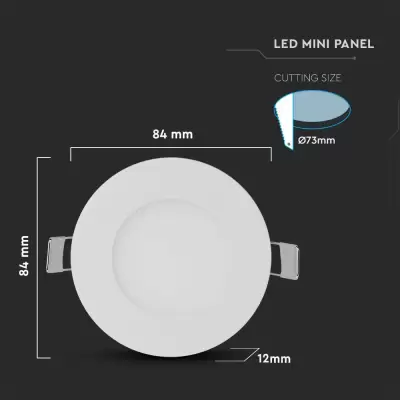 Panou LED premium 3W rotund Alb cald