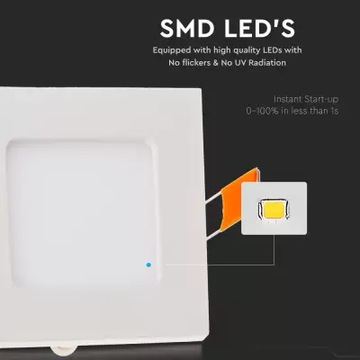 Panou LED premium 6W patrat Alb rece