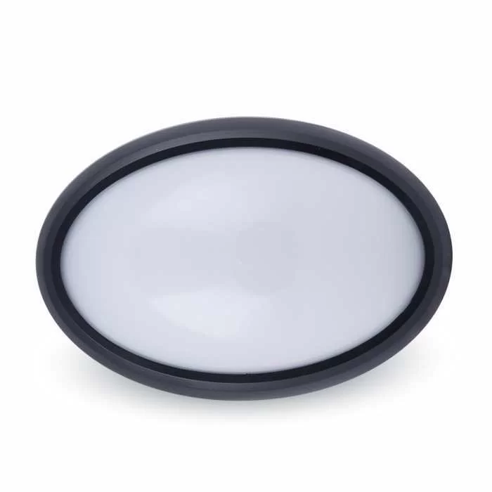 Plafoniera LED 12W ovala corp negru IP66 Alb cald