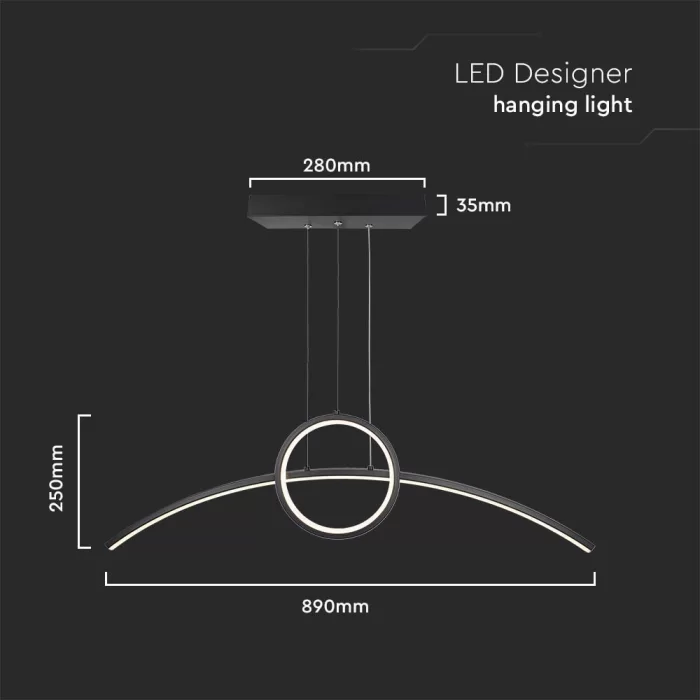 Lampa suspendata LED designer 30W neagra 4000K