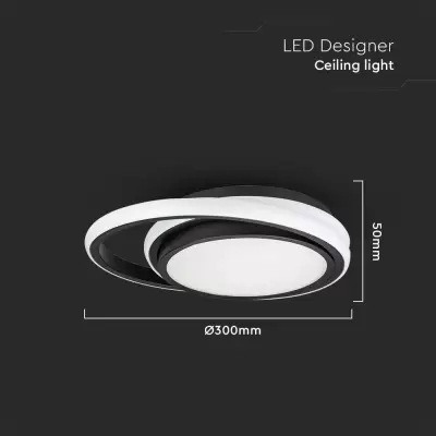 Plafoniera LED designer 24W rotunda dubla neagra 4000K