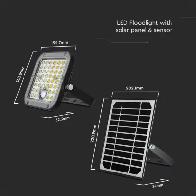 Proiector LED panou solar 10W 1500lm cu baterie Litiu-Ion si telecomanda 4000K