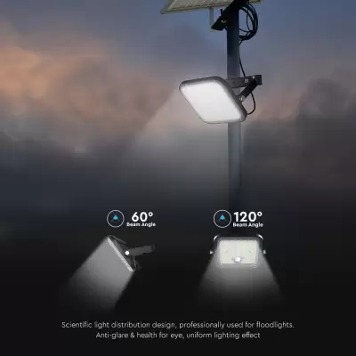 Proiector LED panou solar 10W 1500lm cu baterie Litiu-Ion si telecomanda 6400K