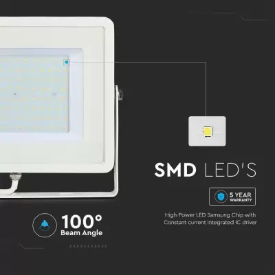 Proiector LED chip Samsung 100W corp alb Alb rece