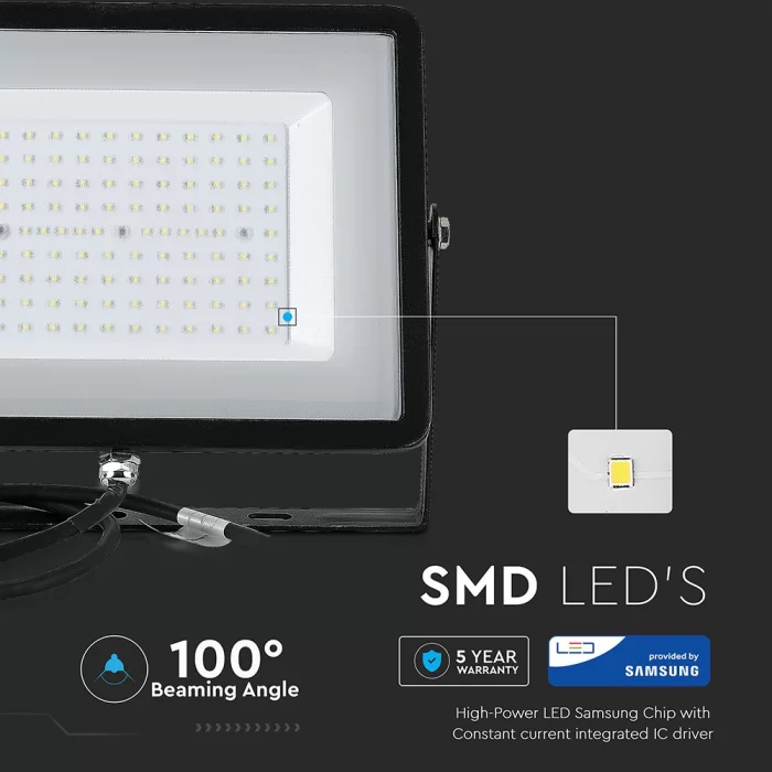 Proiector LED chip Samsung 100W corp negru Alb rece