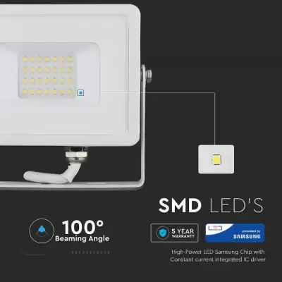 Proiector LED chip Samsung 20W corp alb Alb rece