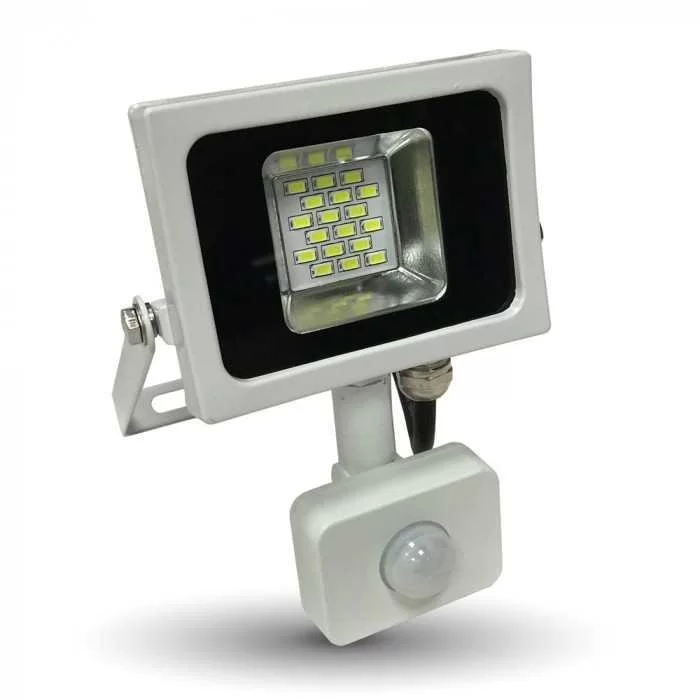 Proiector LED V-TAC 10W cu senzor SMD corp alb Alb rece