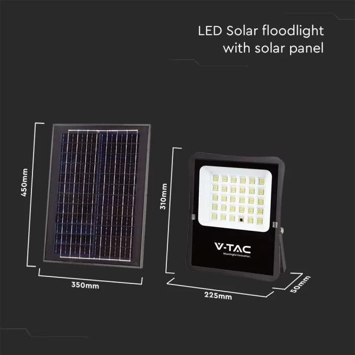 Proiector LED panou solar 20W cu timer si telecomanda 6400K
