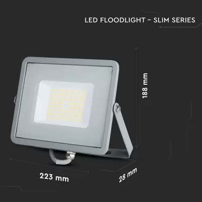 Proiector LED 50W corp gri SMD Chip Samsung slim Alb natural 