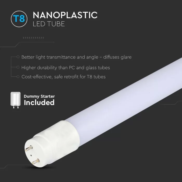 Tub LED T8 18W 120cm nanoplastic  Alb rece