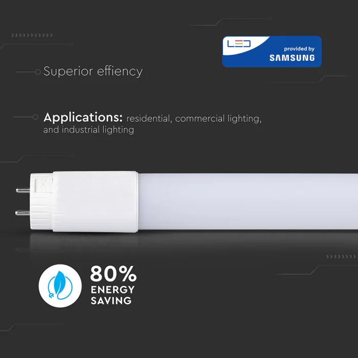 Tub LED chip Samsung 60 cm 7.5W G13 nano plastic Alb rece