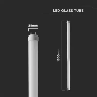 Tub LED T8 20W 150cm sticla cutie 25 buc 100lm/W Alb cald 