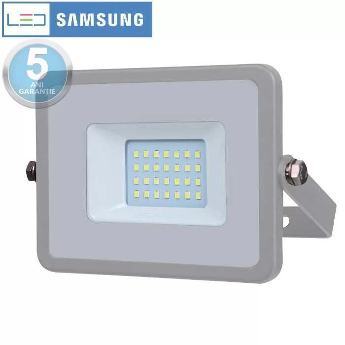 Proiector LED chip Samsung 20W corp gri Alb cald