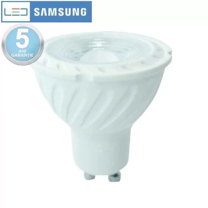 Bec spot LED chip Samsung 6.5W GU10 cu lupa Alb natural 38°