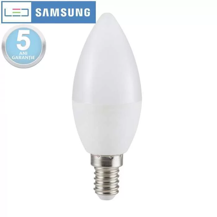 Bec LED chip Samsung 5.5W E14 Tip lumanare Alb natural dimabil