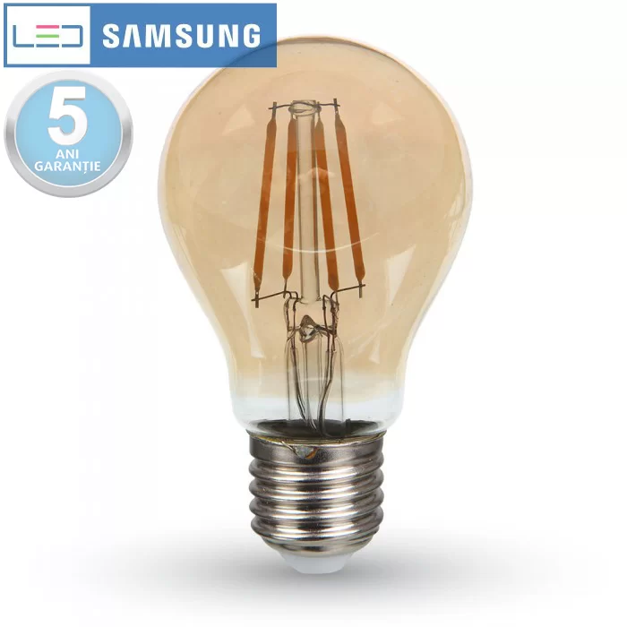 Bec LED Chip SAMSUNG filament 4W E27 Amber Alb cald