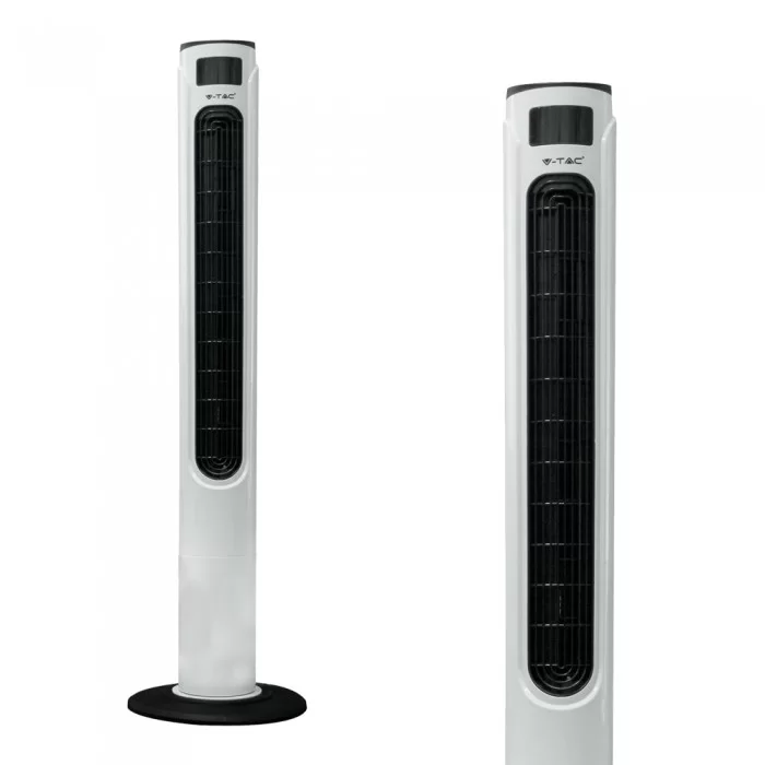 Ventilator vertical LED 55W cu display temperatura si telecomanda 46 Inch alb-negru
